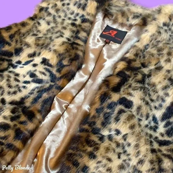 Oversized Faux Fur‎ Soft Animal Print Vest Womens XS Cheetah Adrienne Landau - Picture 12 of 16